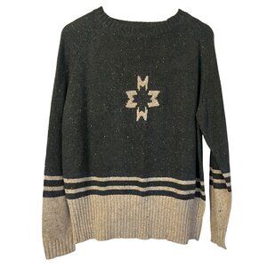 Vintage Y2K Rue 21 Gals Knit Sweater XL Striped Hem Snowflake Grandpa